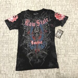 Ed Hardy Black and Red Graphic Tee for Kids